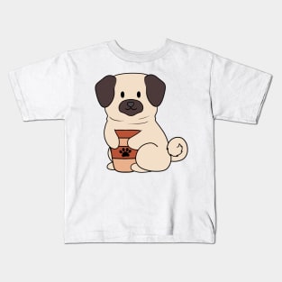 Coffee Pug Kids T-Shirt